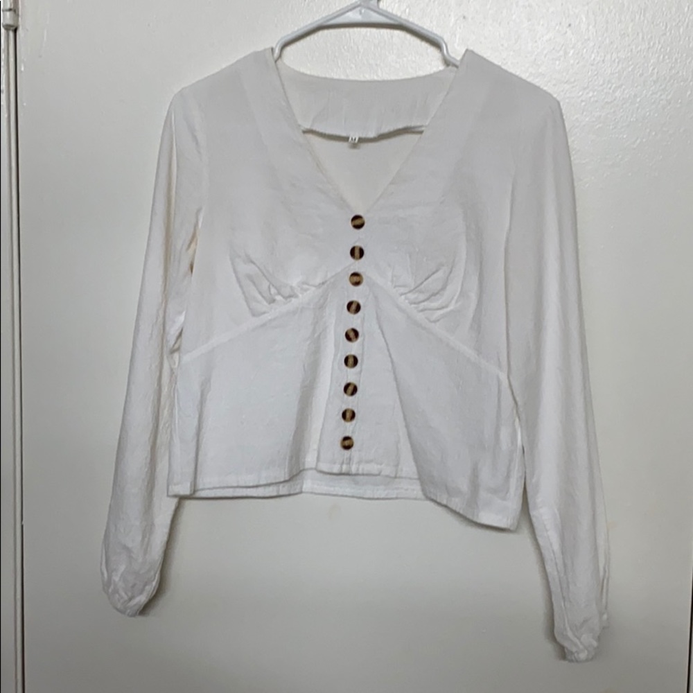 SHEIN white long sleeve shirt